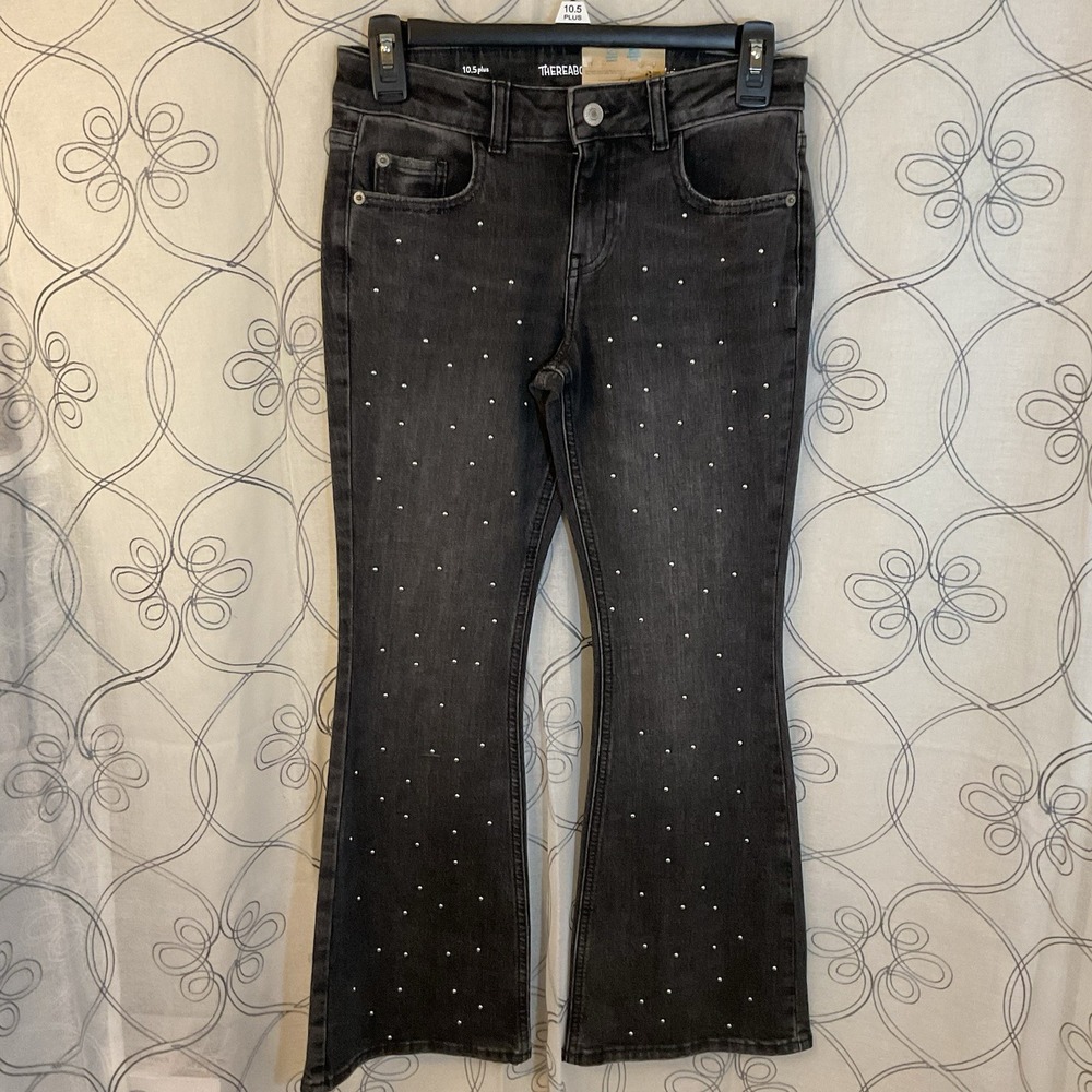 Girls thereabouts black With Studs jeans flare size 16 Reg